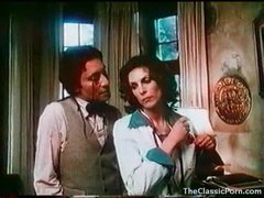 Bushy hair beauty laid in sexy retro movie