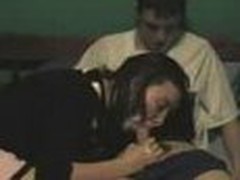 This naughty college girl was waiting for this minute for a long time and now she loses control when sees her boyfriend's cock for the 1st time!