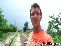 Dark thug sucks white man for cash part3