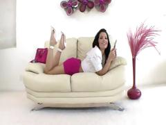 Brunette Rebeca gets a large black jock to pound her filthy cleft hard
