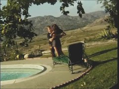 Cocksmoker on her knees gobbling pecker outdoors
